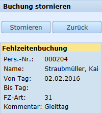 Fehlzeit stornieren