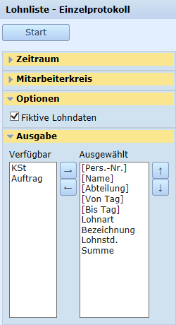 Lohnliste - Einzelprotokoll